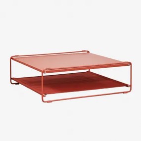 Mesa Auxiliar Para Jardim Conversível Em Puff Em Aço Amaro Amarelo Mel - Vermelho Argila - Sklum