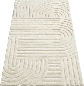 Tapete sala, quarto 3D 150 x 80 cm, lavável na máquina, antiderrapante branco creme