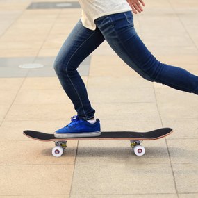 Skate Longboards para crianças Skate de madeira de bordo 79x20cm com 4 rodas PU Azul