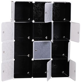 Guarda-roupa Modular Prateleiras De Plástico 12 Cubos com Portas para Armazenamento de Roupas Guarda-roupa Armário Organizador para Brinquedos de Arma