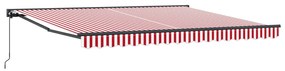 vidaXL Toldo Retrátil Vermelho e Branco 400 × 300 cm Poliéster e Metal