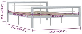 Estrutura de cama 140x200 cm metal cinzento e branco