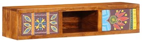 Armário de TV para parede 100x30x22 cm madeira acácia maciça