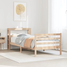 vidaXL Estrutura de cama com cabeceira 100x200cm pinho maciço