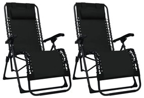 Cadeiras de pátio dobráveis 2 pcs textilene preto