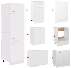7 pcs conjunto armários de cozinha contraplacado branco