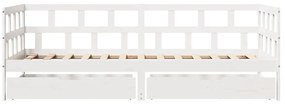 Sofá-cama c/ gavetas 90x190 cm madeira de pinho maciça branco