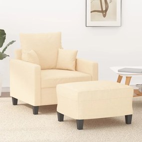 vidaXL Poltrona com apoio de pés 60 cm tecido cor creme