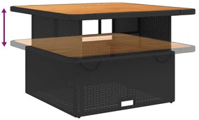 5 pcs conjunto de jantar p/ jardim c/ almofadões vime PE preto