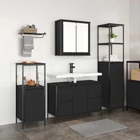 vidaXL Conjunto de Móveis para Banheiro com porta 3 pcs Carvalho preto