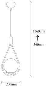 Candeeiro Suspenso Mudoni – Preto – 20 x 15 cm