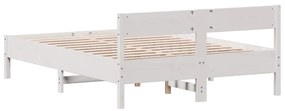 Cama sem colchão 160x200 cm madeira de pinho maciça branco