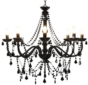 Lustre com contas lâmpadas 8 x E14 preto