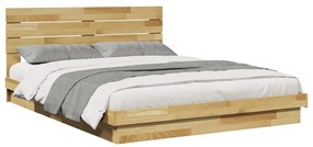 Estrutura cama cabeceira sem colchão 150x200 cm maciça carvalho
