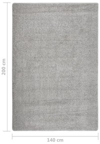 Tapete shaggy 140x200 cm antiderrapante cinzento-claro