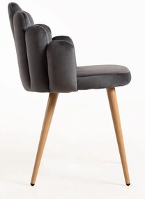Cadeira Hand Veludo - Cinza escuro