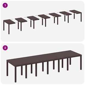 Conjunto de Jantar de Jardim 15 pcs Castanho Para 14 Pessoas
