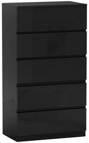 HOMCOM Cómoda com 5 Gavetas de Madeira Cómoda de Dormitório Cómoda Branca para Sala de Estar Estilo Moderno 55x34x100 cm Preto | Aosom Portugal