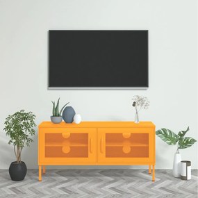 Móvel de TV aço 105x35x50 cm amarelo mostarda