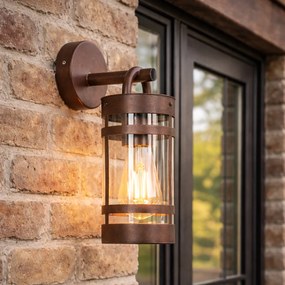 Candeeiro de parede exterior industrial castanho ferrugem IP44 - Ruben
