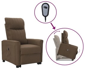 vidaXL Poltrona elevatória tecido castanho