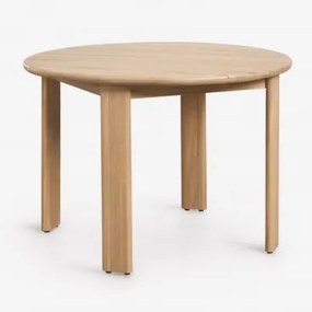 Mesa De Jantar Redonda Ø110 Cm Em Madeira De Acácia Uleno Marrom Acácia Claro - Sklum