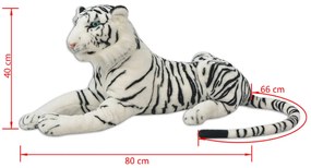 Tigre de peluche, branco, XXL
