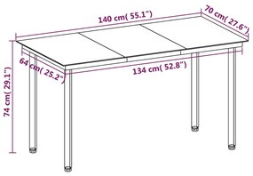 5 pcs conjunto de jantar p/ jardim c/almofadões vime PE e vidro