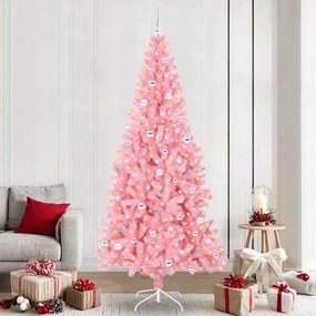 vidaXL Árvore de Natal com 300 LEDs com suporte Rosa 240 cm PVC