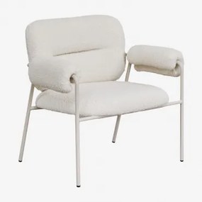 Poltrona Em Tecido Bouclé Hanko Caracóis Blanco - Sklum