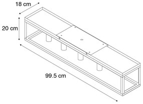 Candeeiro de teto industrial preto 99,5 cm 4 luzes - CAGE Industrial