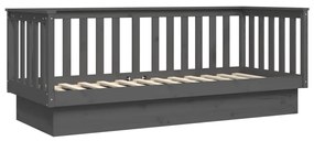Sofá-cama 75x190 cm madeira de pinho maciça cinzento