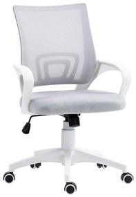 HOMCOM Cadeira para Escritório de Malha Giratória com Altura Ajustável Função Basculante e Apoio para os Braços 57x55x89-109 cm Cinza