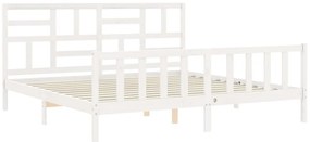 Cama sem colchão 200x200 cm madeira de pinho maciça branco