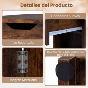 Mesa de jantar extensível 120 x 72 x 75 cm com 2 rodas; mesa de cozinha dobrável com prateleira, gaveta de 2 compartimentos e abas rebatíveis Castanha