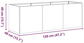 Floreira enferrujada 120x40x40 cm aço resistente