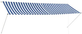 vidaXL Toldo retrátil 350x150 cm azul e branco
