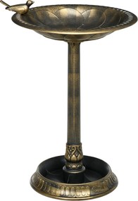 Outsunny Banheira para Pássaros de Jardim Altura 72 cm com 2 Níveis Desenho Elegante Banheira para Aves para Exterior Ø50x72 cm Bronze | Aosom Portugal