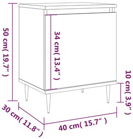 Mesas de cabeceira 2pcs 40x30x50 cm derivados de madeira preto