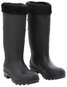 vidaXL Galochas com meias removíveis tamanho 38 PVC preto