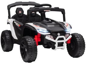 Carro Elétrico para Crianças 12V com 2 Motores Suspensão Traseira Faróis e Música 88x57,5x55,5 cm Branco