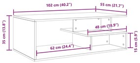 Mesa de centro 102x55x35 cm derivados madeira carvalho castanho