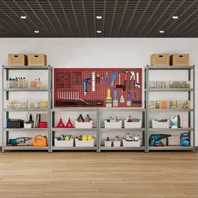 Estante de armazenamento 5 prateleiras (1 unidade) Carga até 875 kg Estantes de aço ajustáveis em altura para garagem Oficina 90x40,5x180,5cm Cinzenta