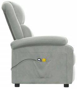 Poltrona de massagens elétrica veludo cinzento-claro