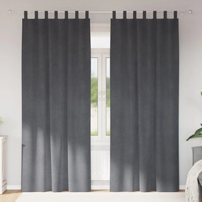 Cortinas Blackout vidaXL com Laços de Pendurar 2 pcs Veludo Cinza Clar