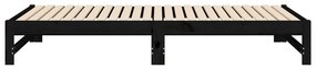Sofá-cama de puxar 2x(100x200) cm madeira de pinho maciça preto