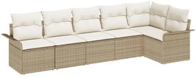 Conjunto de Sofá de Jardim 6 Peças com Almofadas em Rattan Sintético B