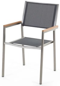 Conjunto de mesa com tampo em madeira de eucalipto 180 x 90 cm e 6 cadeiras cinzentas GROSSETO Beliani