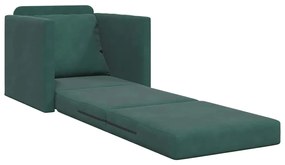 Sofá Cama 2 em 1 Verde Escuro 74x77x81 cm Veludo