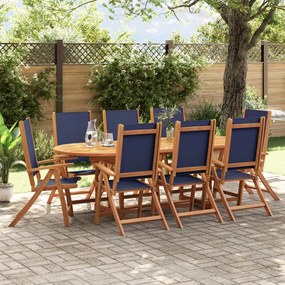 Cadeiras de jardim dobráveis 8 pcs acácia maciça e textilene